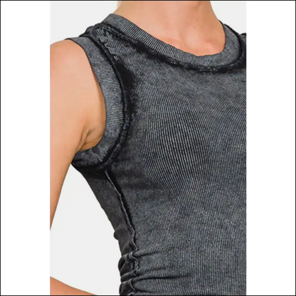 Zenana Washed Ribbed Bliss: for the Goddess who Loves Comfort and Humor! 😏✨ - Tank Tops on Sale Worldwide Shipping